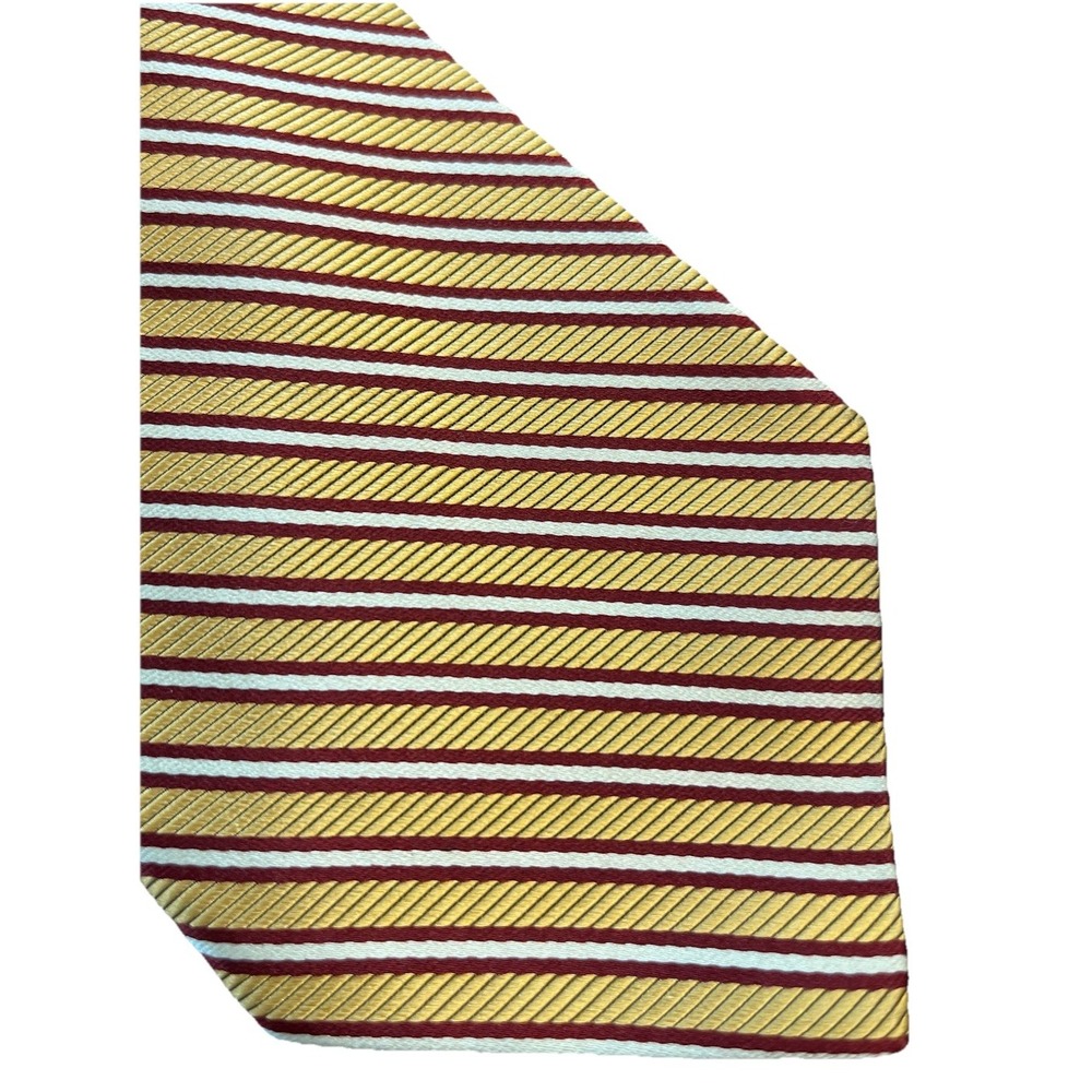 Brooks Brothers Makers 100% Silk USA Made Neck Tie Yellow White Red Striped REPP